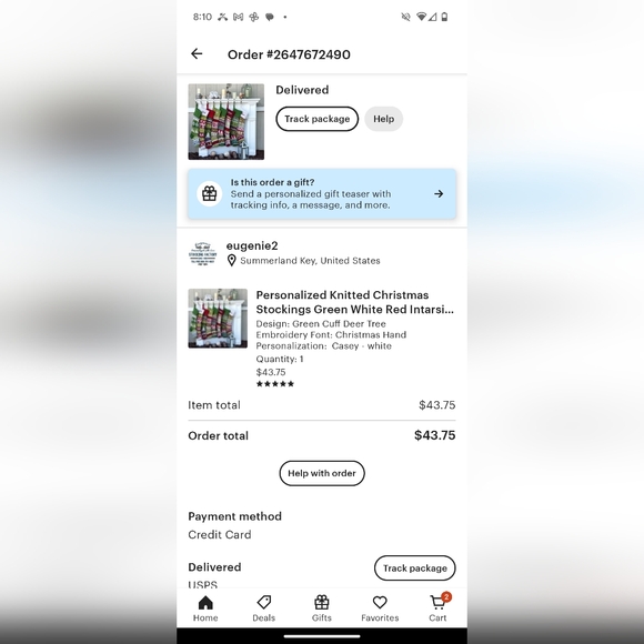 XL Christmas stocking, Casey name. - Picture 4 of 4